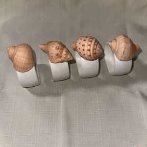 OCI x Fitz Floyd Coquille Seashell Bone China Napkin Rings Set of 4